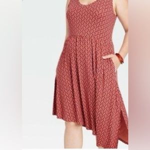 AVA & VIV Womens Rust/Multi Sleeveless Knit Sundress Asymmetrical Hem NWT 2X